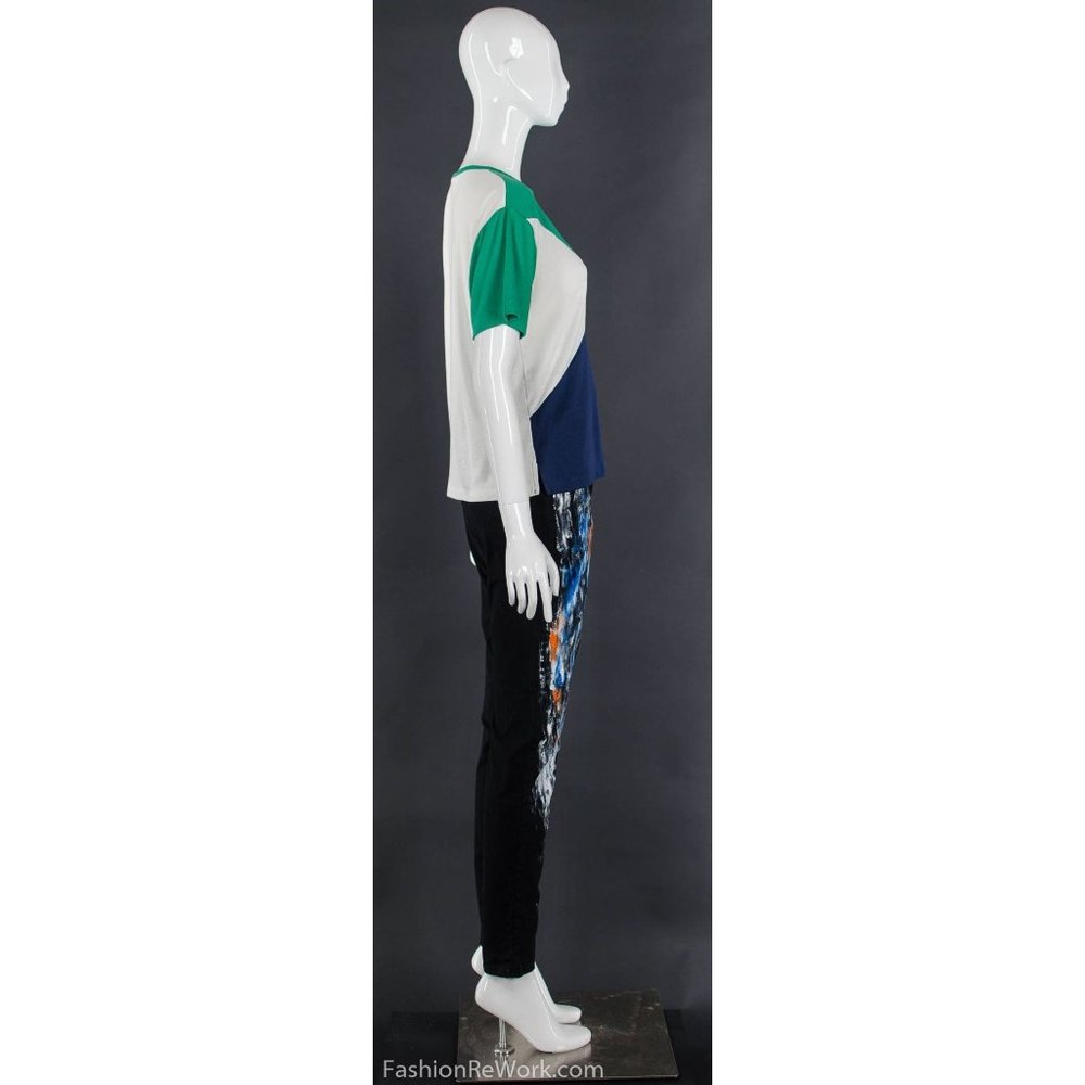 80's Color Block Triangular T-Shirt Geometric Gre… - image 4